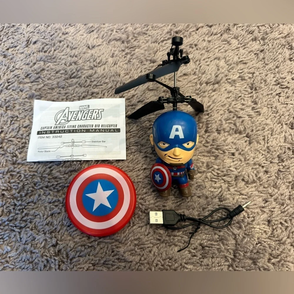 Marvel Captain America Flying Character UFO Helicopter Toy Charger Manual